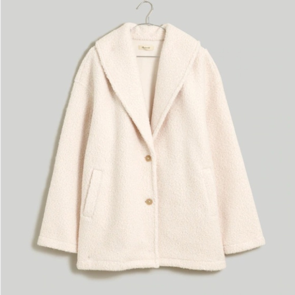 Madewell Cream Pebbled Faux Shearling Coat